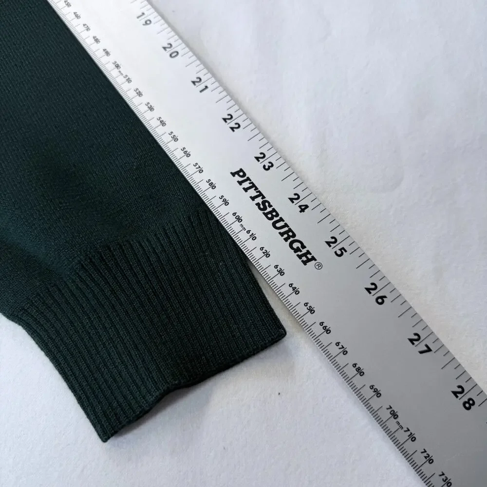 Polo Ralph Lauren Mens Large 100% Merino Wool 2 Way Full Zip Sweater Dark Green